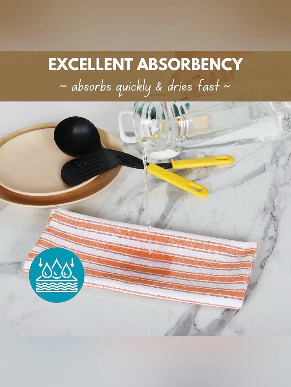 12 pack Native Fab Orange and White Striped Kitchen Dish Towels